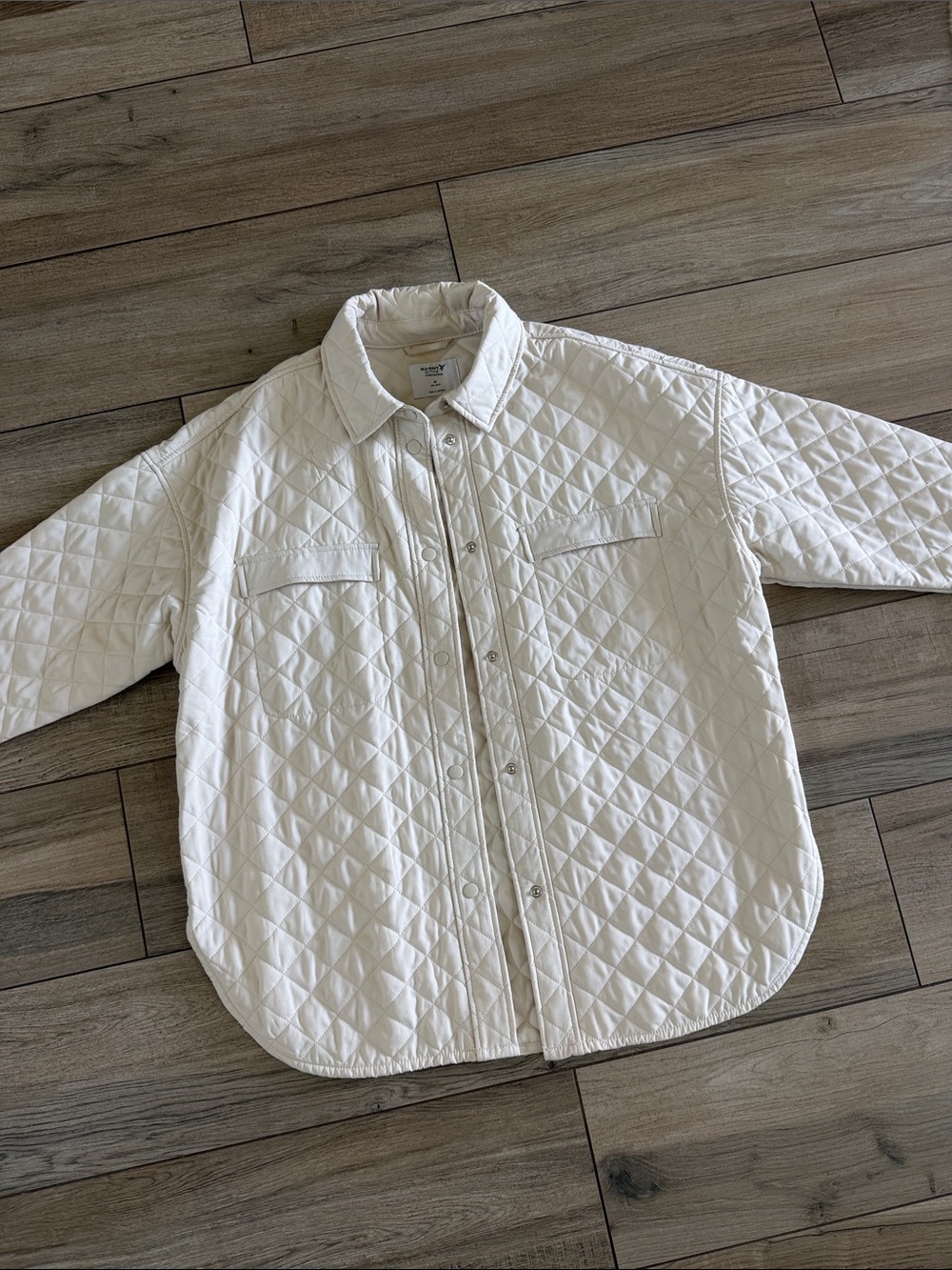Old Navy Quilted White Utility Shacket Jacket